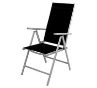 Chaise de jardin pliante aluminium - textile gris argenté/noir