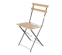Chaise de jardin pliante en métal et bois - Beige/vert - L 41 x P 45 7 x H 82 5 cm