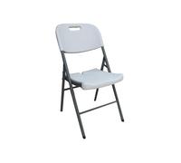 TERRE JARDIN Table Pliante Chaise de Jardin Pliante en Plastique Blanc - Chaise d’Appoint Intérieur/Extérieur avec Structure Métal - Chaise Pliable Robuste et Facile à Ranger