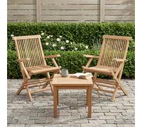 vidaXL : 3 chaises de jardin pliantes, bois massif teck, couleur naturelle