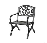 Chaise de jardin Relaxdays, avec accoudoirs, métal, fauteuil vintage, H x L x P : 85,5 x 60 x 56 cm, noir