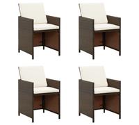 Chaise de jardin, set de 4 avec accoudoirs Polyrattan brun