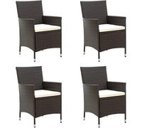Chaise de jardin, set de 4 avec accoudoirs Polyrattan brun