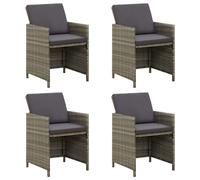 Chaise de jardin, set de 4 avec accoudoirs Polyrattan Gris