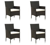 Chaise de jardin, set de 4 avec accoudoirs Polyrattan Noir