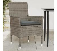 Chaise de jardin simple avec coussin 2 pcs. Gris Poly rotin - Chaises de jardin FR4803273 1parcel