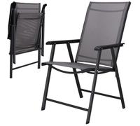Chaise de jardin - Springos - Pliable - Métal - Accoudoirs - Résistante aux intempéries