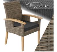 Chaise de jardin - TECTAKE - Chaise en rotin ROSARNO avec accoudoirs et pieds en bois tressage à l'aspect naturel - Marron Naturel