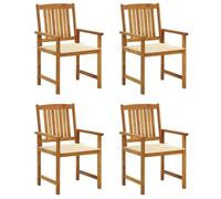 Chaise de jardin - vidaXL - 4 pcs - Bois d'acacia massif - Coussins crème - Style naturel