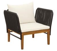 Chaise de jardin vidaXL avec coussin, en bois d'acacia massif et corde, style naturel