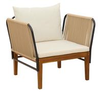 Chaise de jardin vidaXL avec coussin, en bois d'acacia massif et corde, style naturel