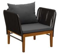 Chaise de jardin vidaXL avec coussin, en bois d'acacia massif et corde, style naturel