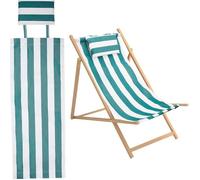 Chaise de Plage en Coton de Remplacement en Toile de Chilienne Rayures Vertes et Blanches Rayures Vertes et Blanches