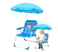 Chaise de plage pour avec parapluie Chaise pliante pour enfant | Siège de sable résistant au vent avec parasol pour extérieur, voyage, pelouse, jardin, terrasse, piscine, pique-nique