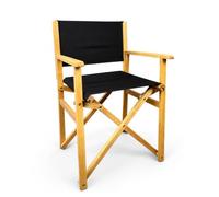 Chaise de réalisateur Pliante en Bois - Chaise Pliante avec Toile Noire - Légère et Portable - Chaise en Bois pour Camping terrasse Balcon Bar et Restaurant