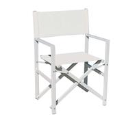 Chaise de réalisateur pliante pour la mer en aluminium blanc avec tissu écru
