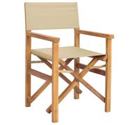 Chaise de réalisateur vidaXL, marron et beige, en teck massif