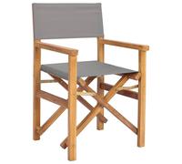 Chaise de réalisateur vidaXL, marron et gris clair, en teck massif