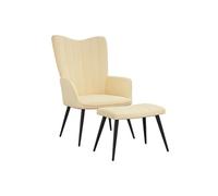 vidaXL Chaise de relaxation avec repose-pied Blanc crème Velours Blanc G