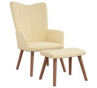 Chaise de relaxation avec repose-pied Blanc crème Velours