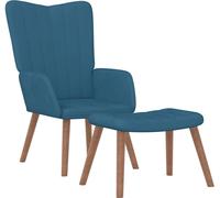 Chaise de relaxation avec repose-pied Bleu Velours