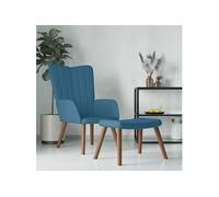 vidaXL Chaise de relaxation avec repose-pied Bleu Velours Bleu