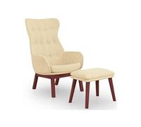 Chaise de relaxation avec repose-pied Crème Tissu