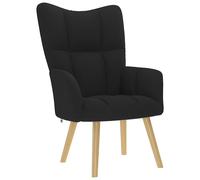 vidaXL Chaise de relaxation avec repose-pied Noir Tissu