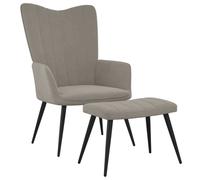 Chaise de relaxation avec repose-pied Gris clair Velours