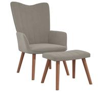 Chaise de relaxation avec repose-pied Gris clair Velours