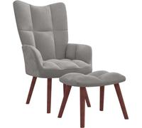 Chaise de relaxation avec repose-pied Gris clair Velours