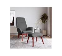 Chaise de relaxation avec repose pied Gris foncé Tissu