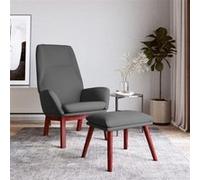 Chaise de relaxation avec repose pied Gris foncé Tissu Gris foncé G