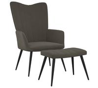 Chaise de relaxation avec repose-pied Gris foncé Velours