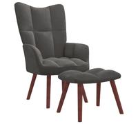 Chaise de relaxation avec repose-pied Gris foncé Velours