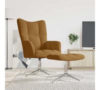 vidaXL Chaise de relaxation avec repose-pied Marron Velours Brun G