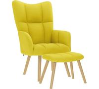 Chaise de relaxation avec repose-pied jaune clair tissu