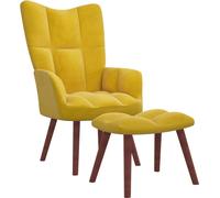 Chaise de relaxation avec repose-pied Jaune moutarde Velours