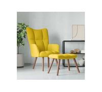 vidaXL Chaise de relaxation avec repose-pied Jaune moutarde Velours