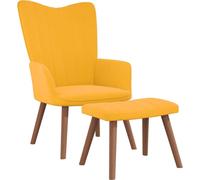 Chaise de relaxation avec repose-pied Jaune moutarde Velours