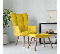 Chaise de relaxation avec repose pied Jaune moutarde Velours