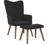 Chaise de relaxation avec repose-pied Noir Velours
