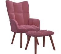 Chaise de relaxation avec repose-pied Rose Velours