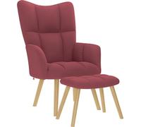Chaise de relaxation avec repose-pied Rouge bordeaux Tissu