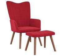 Chaise de relaxation avec repose-pied Rouge bordeaux Velours