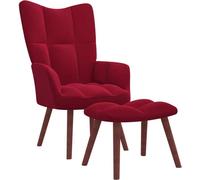 Chaise de relaxation avec repose-pied Rouge bordeaux Velours