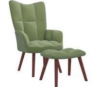Chaise de relaxation avec repose-pied Vert clair Velours
