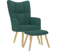 Chaise de relaxation avec repose-pied Vert foncé Tissu