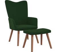 Chaise de relaxation avec repose-pied Vert foncé Velours
