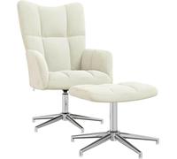 Chaise de relaxation avec tabouret Blanc crème Velours